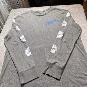 Dodgers Express Gray Long Sleeve Tee with Blue Accents